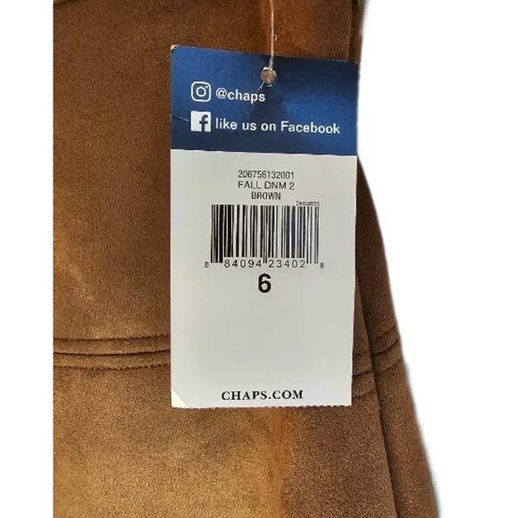 Chaps NWT Caramel Brown Faux Suede Boho Cowgirl Knee Length Skirt - Picture 5 of 7